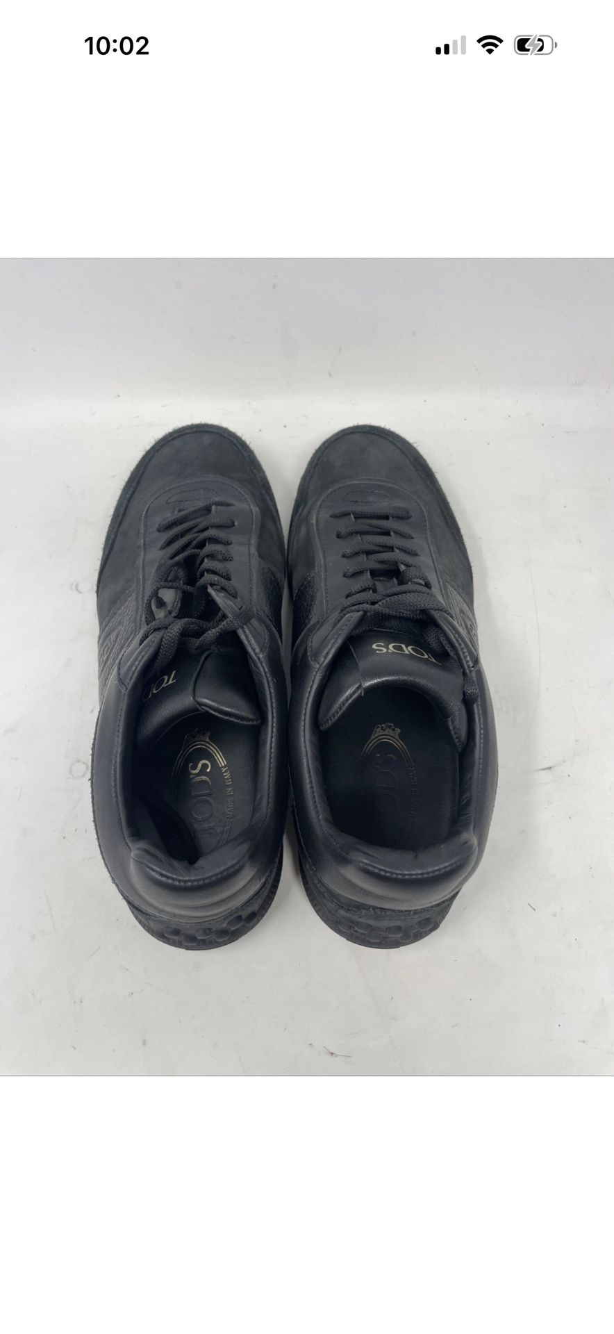 $775 Tod’s Men’s Classic Black Comfort Leather Tabs Sneakers Size 8