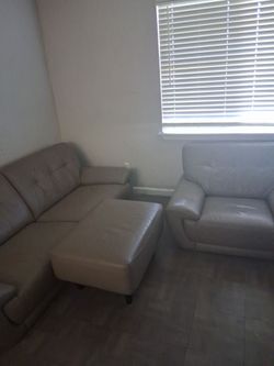Gray Tufted Sectional Sofa with Loveseat