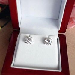 Real Mint Condition 1 Ct Diamond Earrings 