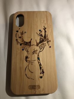 Deer Natural Wood Shockproof Phone Case Soft TPU Bumper For iPhone X