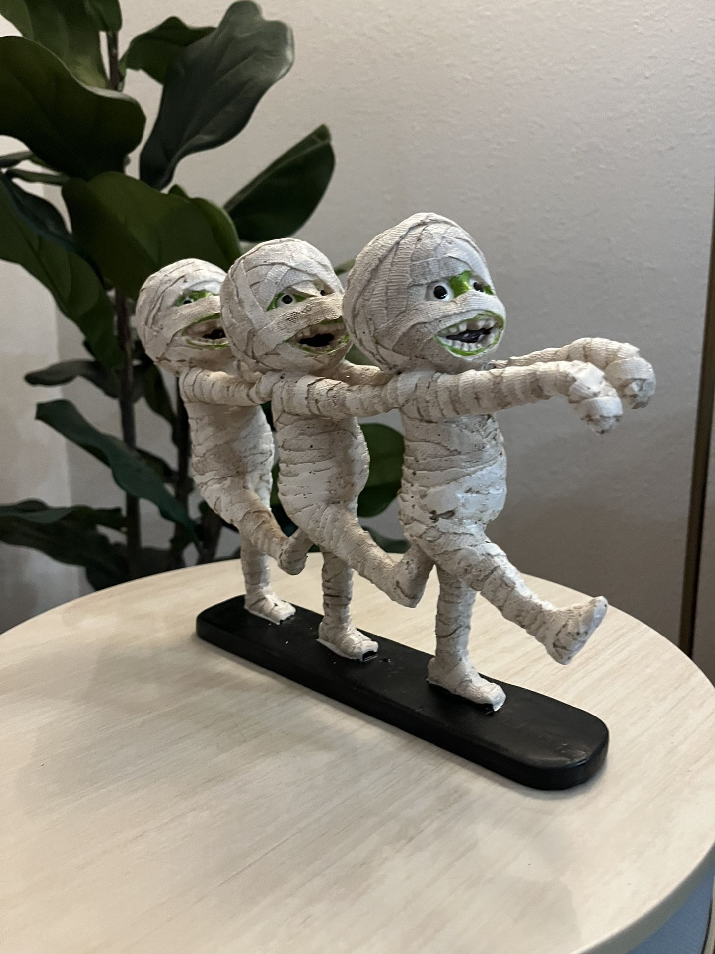 Three Mummies Zombies, Walking, Marching Together Halloween Decor 3 Mummies Zombies