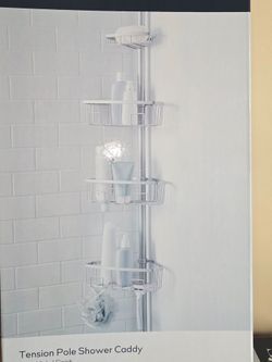 Tension pole shower caddy
