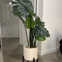 Modern Planter with Fake Plant