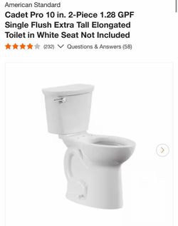 American Standard Cadet Pro 10 in. 2-Piece 1.28 GPF Single Flush Extra Tall Elongated Toilet in White