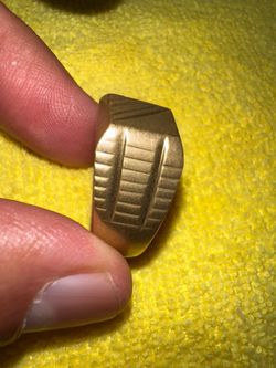 Vintage Modernist Brass Ring Size 10 Geometric Brutalist Mid Century Style