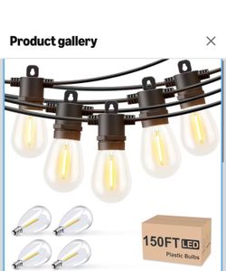 New! Outdoor String Lights 150 FT, Patio Lights for Outside with Shatterproof Bulbs, IP65 Waterproof Commercial Grade LED Hanging Light for Backyard B