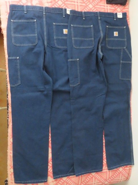 CARHARTT MENS CARPENTER BLUE JEANS DUNGAREE FIT NWT 34x36 #382 83 (36x36) Lot X2
