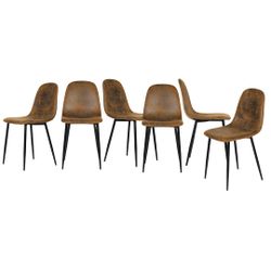 Homy Casa Charlton 6PC Vintage Suede Brown Fabric Dining Chairs