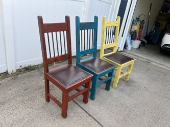 Rustic Hand-crafted Mexican Side Chairs (3)