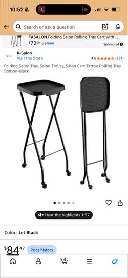 K-Salon Folding Salon Tray Cart Black