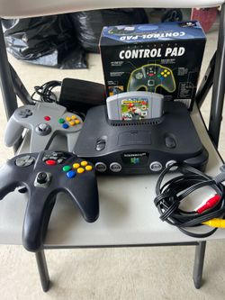 Nintendo 64 system and Mario Kart 64 games