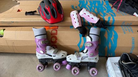 Mixed Kids Sports Equipment -roller skates+ shin guards+ helmet