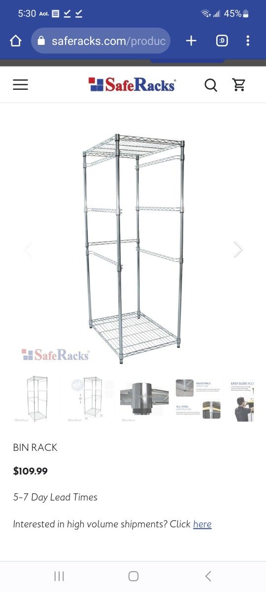 SafeRacks Storage Bin Rack ShelHealth