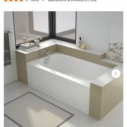 Bootz Industries Kona 54 in. x 30 in. Alcove Soaking Bathtub with Left Drain in White