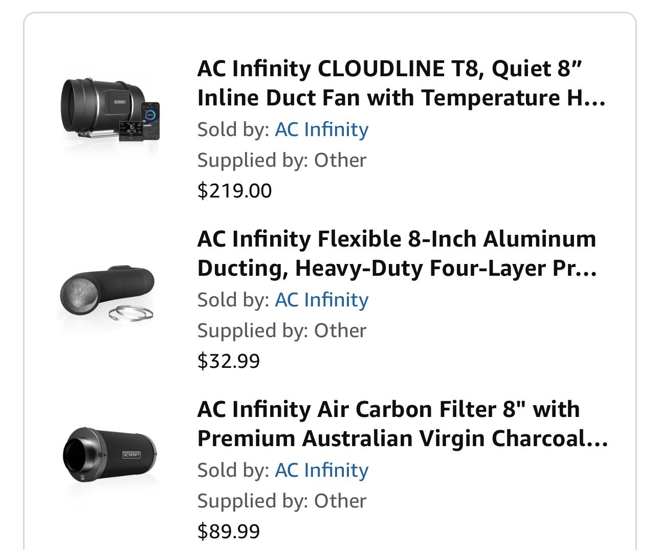 AC Infinity CLOUDLINE T8, Set 