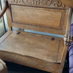Antique Solid Wood Storage Bench