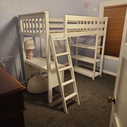 White Bunk Bed/Desk and Drawers