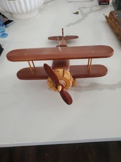 Vintage Hand Made Wood Airplane