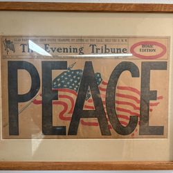 WW I ‘PEACE’ Framed Newspaper 