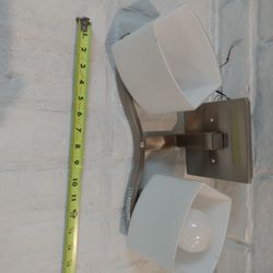 Brushed Nickel Bathroom Vanity Light with Etched White Glass Shades