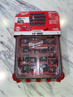 Milwaukee SHOCKWAVE Impact-Duty 1/2 in. Drive Metric and SAE Standard Impact PACKOUT Socket Set (27-Piece)