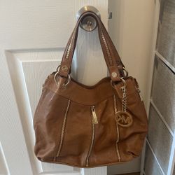 MK Leather Brown Bag With Zipper Detail 