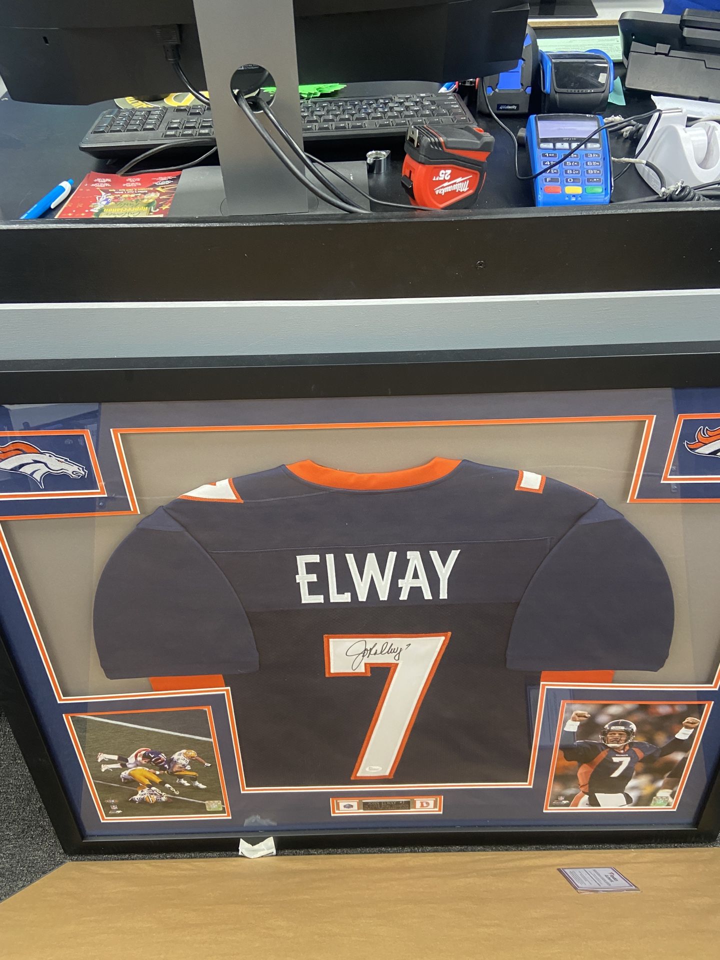 John Elway Autographed Framed Jersey