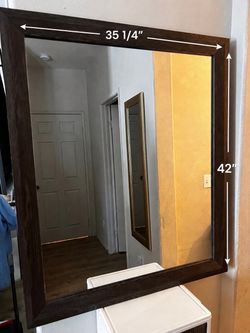 Large Wall Mirror Dark Wood Frame 35x42