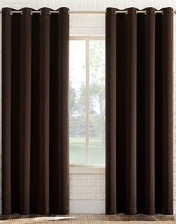 Brown Blackout Grommet Curtain Panels
