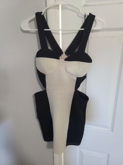 Black And White Form Fitting Dress