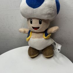 Sanei Super Mario All Star Collection AC31 Blue Toad 8" Plush