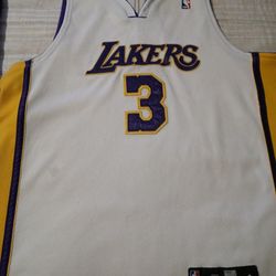 LA LAKERS STITCHED BASKETBALL JERSEY ADIDAS WH/ PURP/ YELLOW SIZE 52