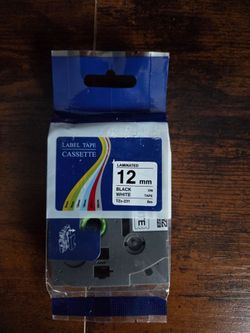 NEW 12mm Black on White Laminated Label Tape Cartridge TZc-231 Compatible