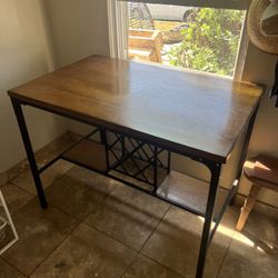 Industrial Bar Table with Stools – Wood & Metal Pub Set