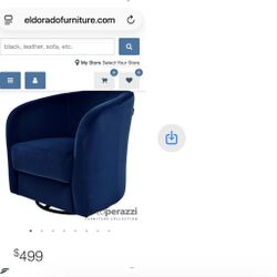 Two El Dorado Carlo Perazzi Blue Velvet Swivel Accent Chairs (Retail $499 each)