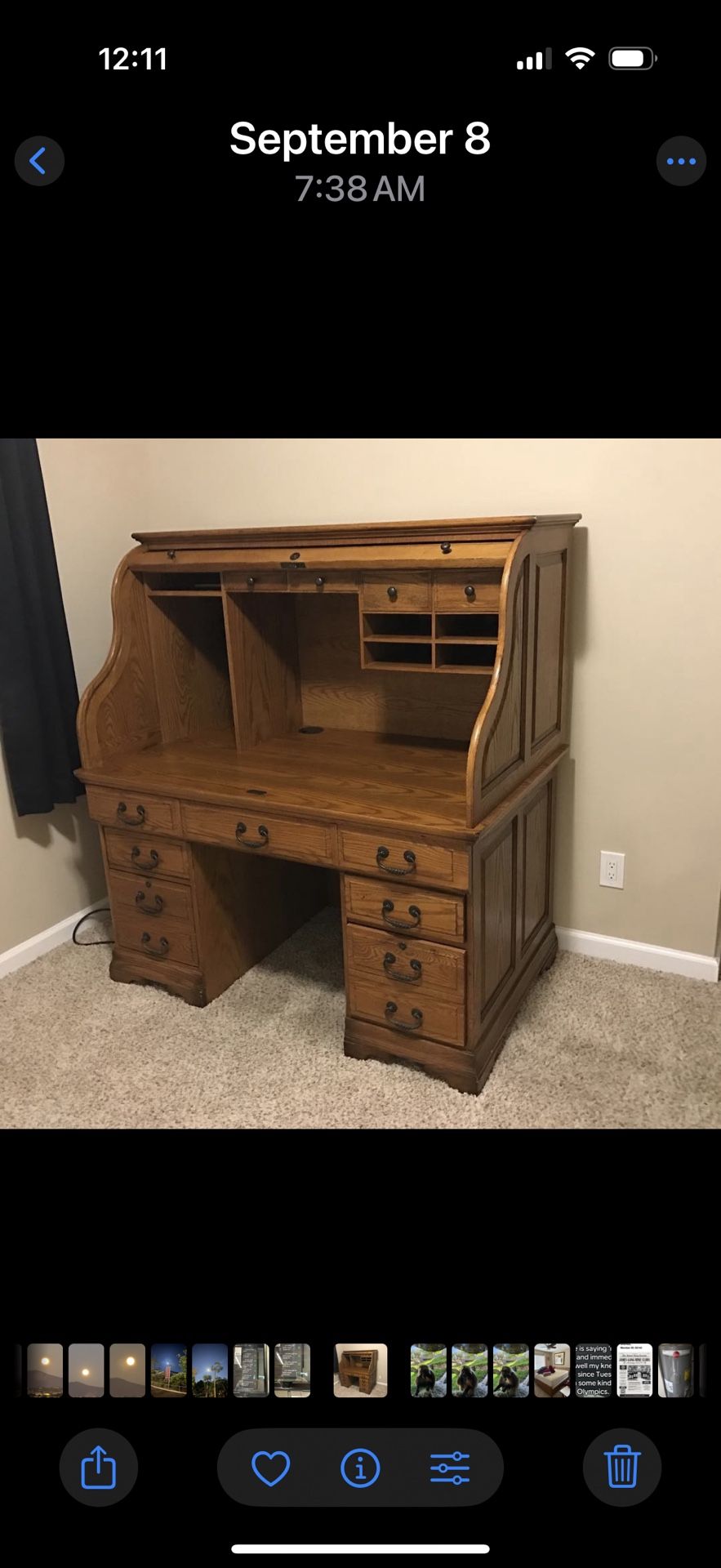 Oak Roll Up Desk