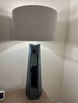 Set of 2 Tall Glass Table Lamps with White Drum