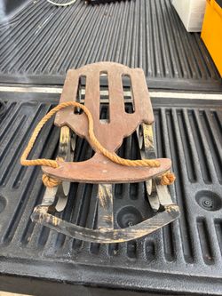 Vintage Wooden Snow Sled with Metal Runners