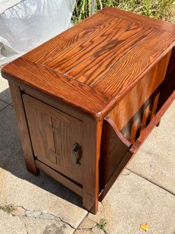 Mission Style Cabinet End Table + Magazine Rack