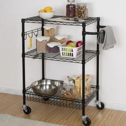 Kitchen Rolling Cart In Black - NEW