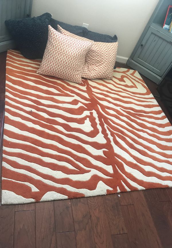 High end wool orange zebra rug for Sale in San Diego, CA OfferUp