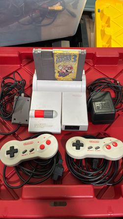 Nintendo NES Top Loader Console System Dog Bone Controller & OEM Cords TESTED W/Mario 3