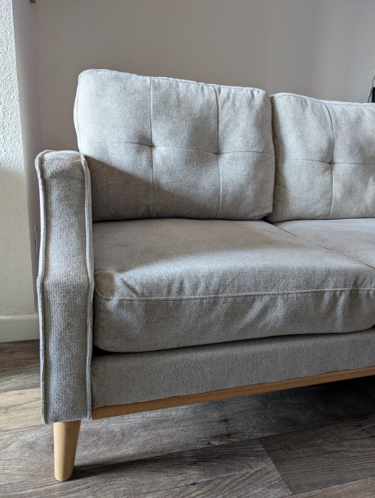 56.7" Loveseat Sofa Small Couch Fabric Upholstered 2-Seat Sofa with USB Port for Small Place, Apartment, Living Room,Office(Light Grey)