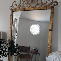 Palladio Antique Gold Vintage Gilt Metal Rococo Hollywood Regency Mirror Art Made in Italy, Excellent Condition,