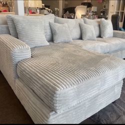 2pc Corduroy Fabric Sectional Set 