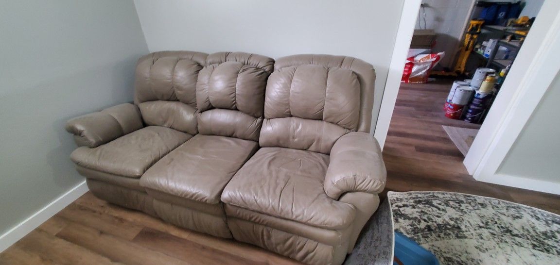 Gray Faux Leather Recliner Couch
