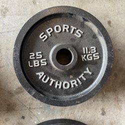 Set of two 25lbs Olympic barbell weight plates