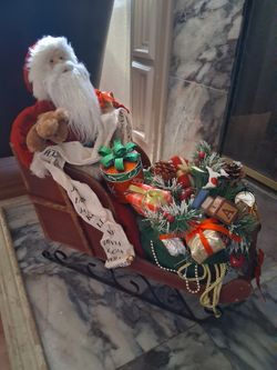 Vintage Santa On A Sleigh 17" L x 7 1/2" W x 19" h