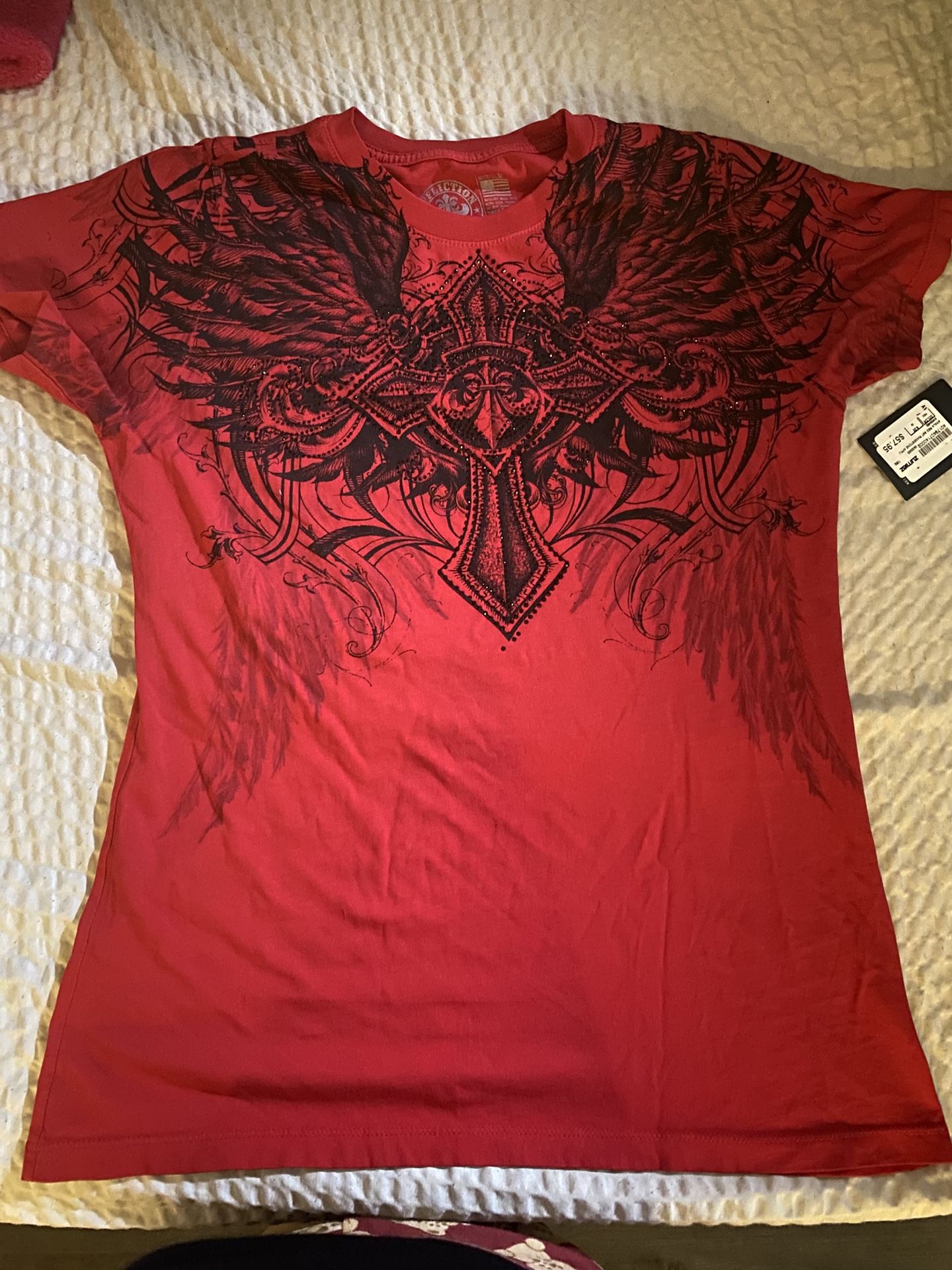 Ayala red rhinestone shirt 