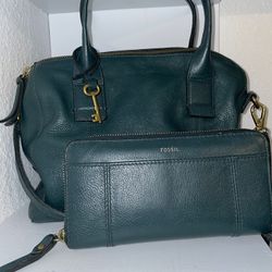 Fossil Cross Body Satchel & Matching Wallet
